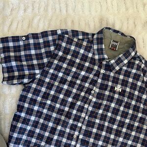 Helly Hansen Blue and White Casual Button Down Shirt
